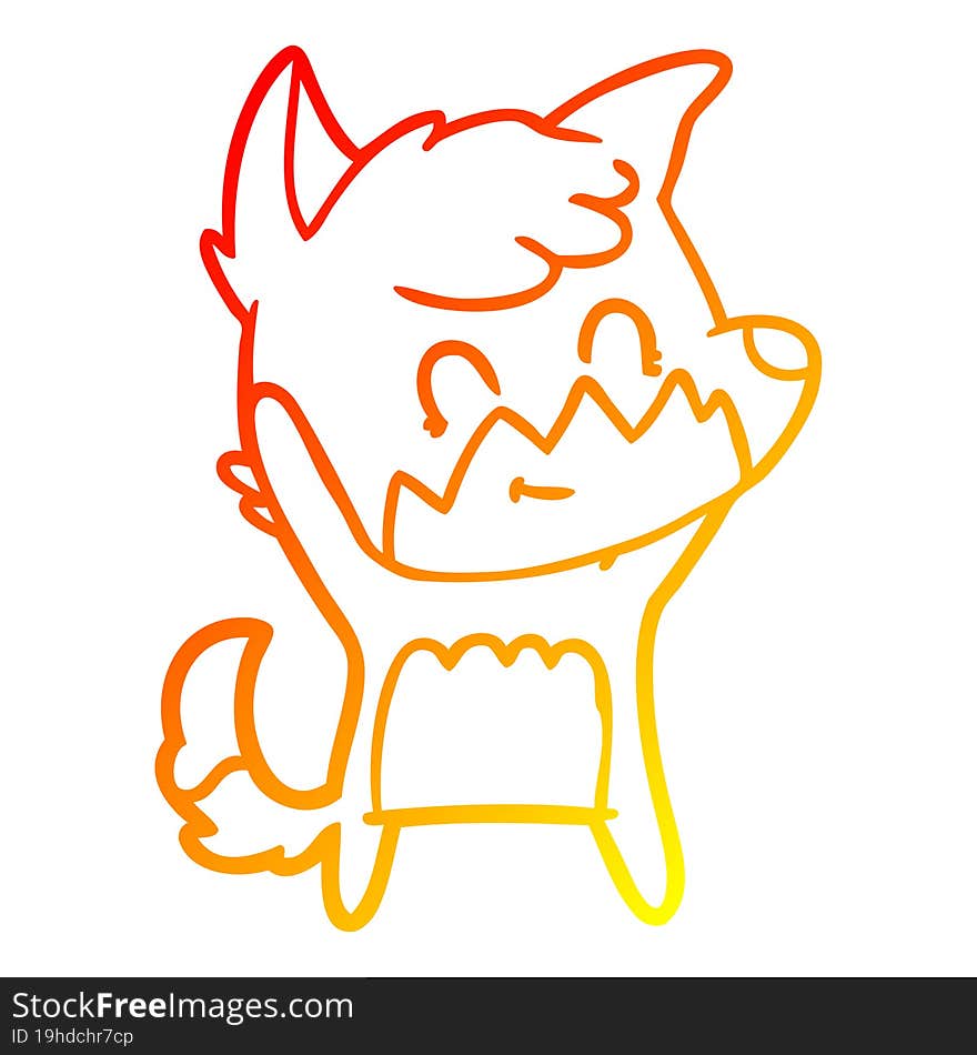 Warm Gradient Line Drawing Cartoon Friendly Fox