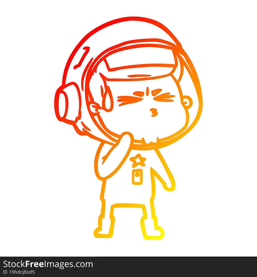 warm gradient line drawing cartoon stressed astronaut