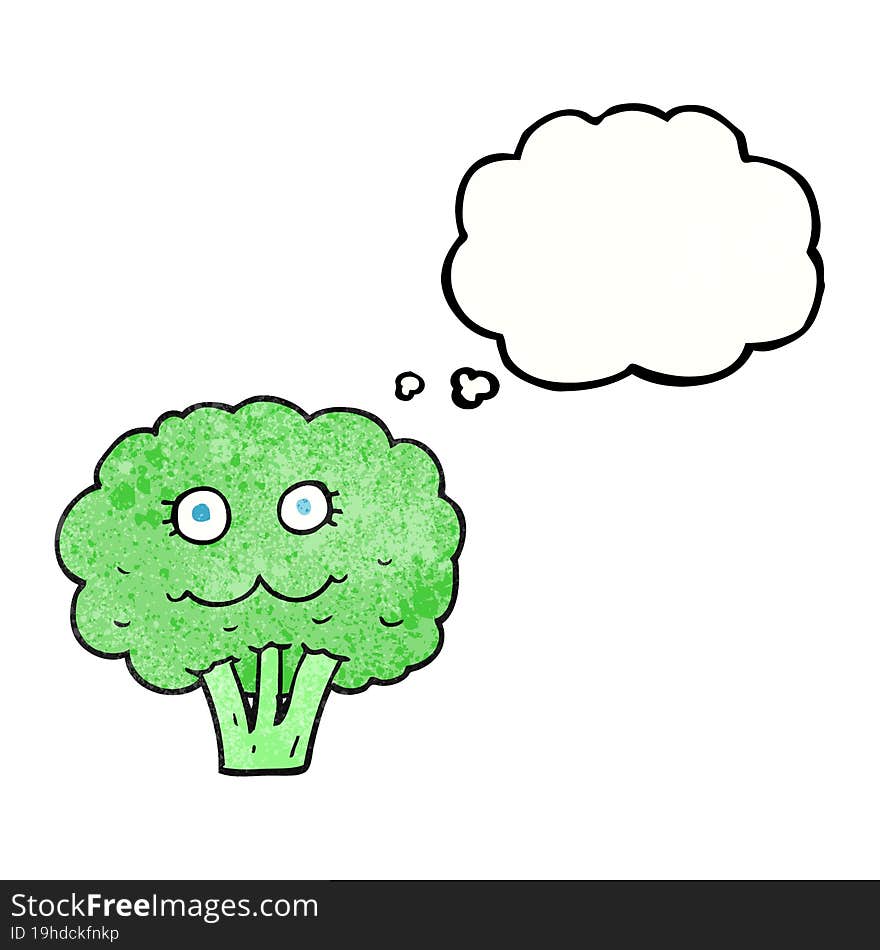 thought bubble textured cartoon broccoli