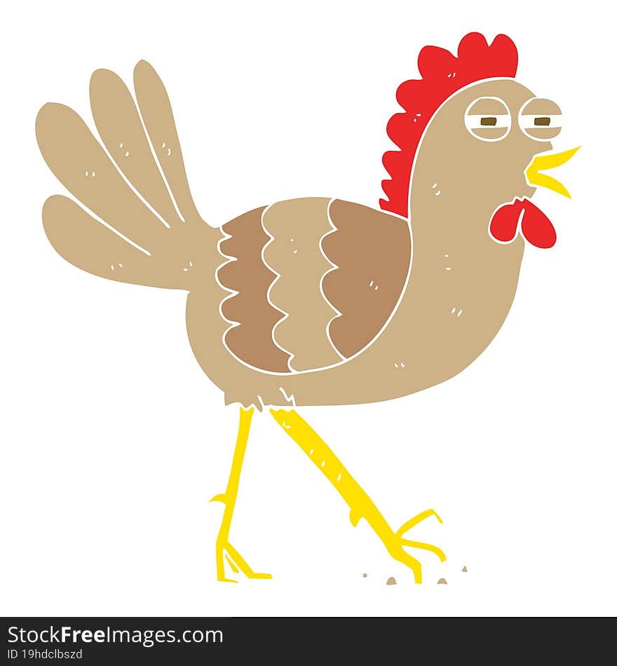 flat color illustration of a cartoon chicken