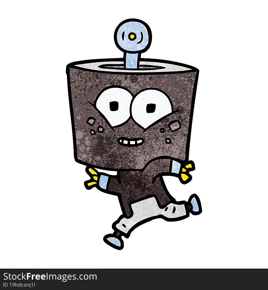 happy cartoon robot running. happy cartoon robot running