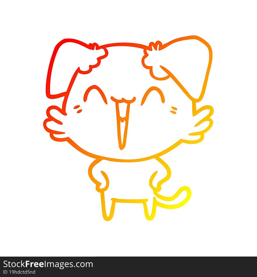 warm gradient line drawing happy little dog cartoon