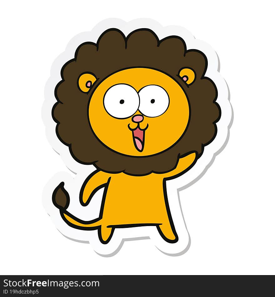 sticker of a happy cartoon lion