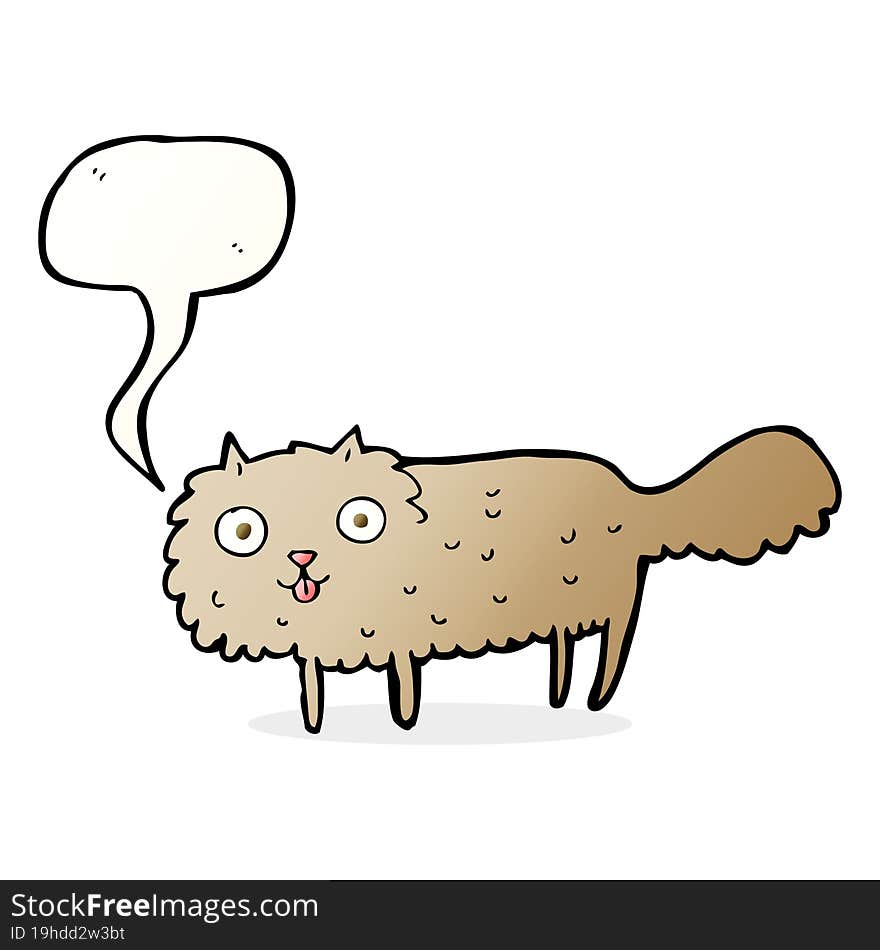 Cartoon Furry Cat With Speech Bubble