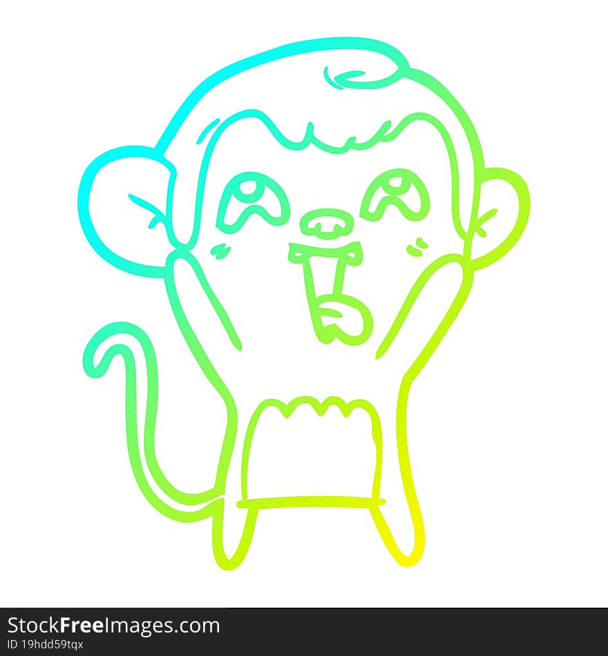 cold gradient line drawing crazy cartoon monkey