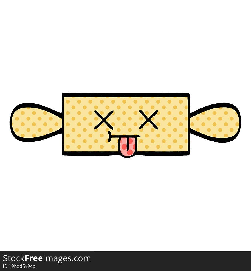 comic book style cartoon of a rolling pin