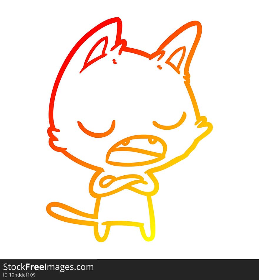 warm gradient line drawing talking cat cartoon