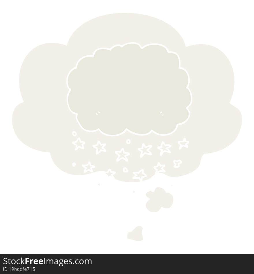 cartoon rain cloud and thought bubble in retro style