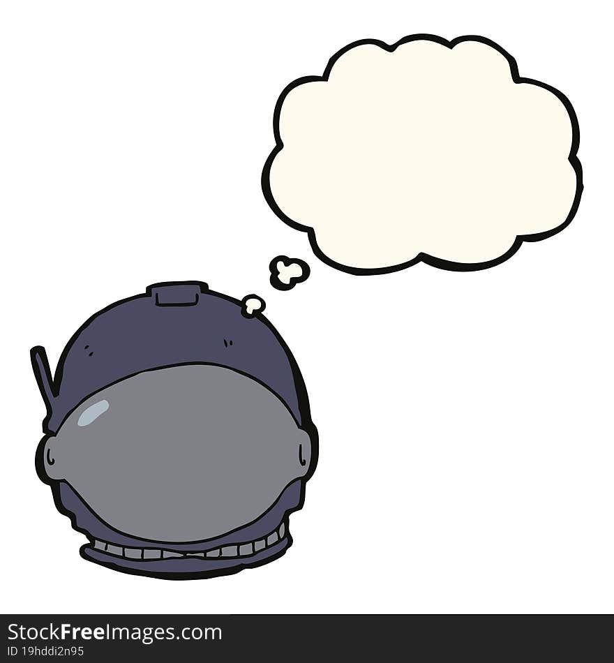 cartoon astronaut face with thought bubble