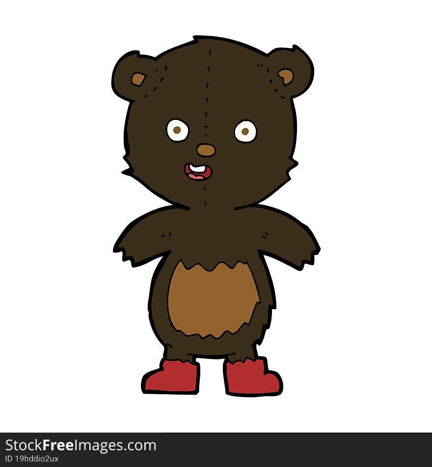 cartoon happy teddy bear in boots