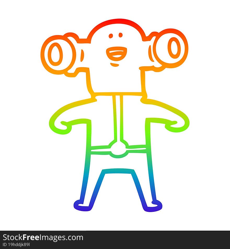 rainbow gradient line drawing friendly cartoon alien