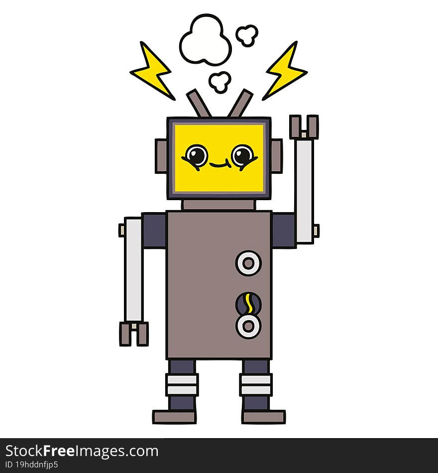 Cute Cartoon Happy Robot