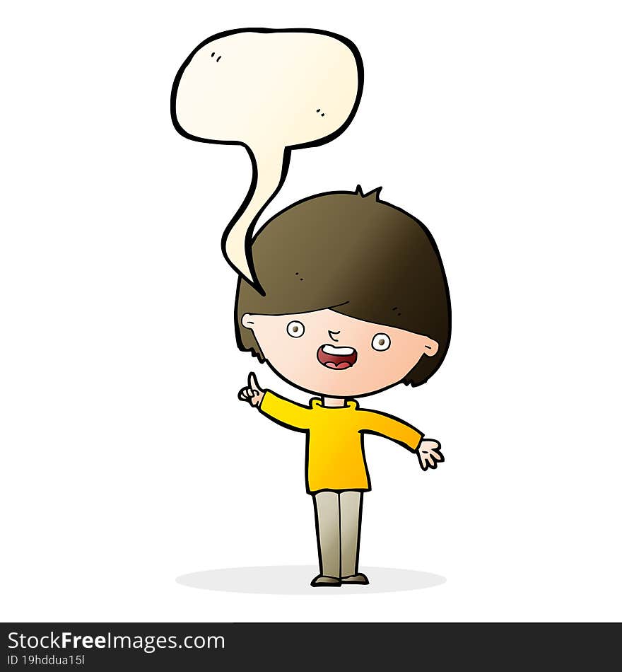 cartoon happy boy with speech bubble