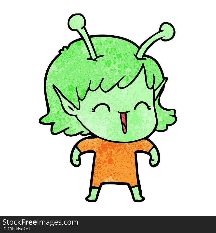 cartoon alien girl laughing. cartoon alien girl laughing