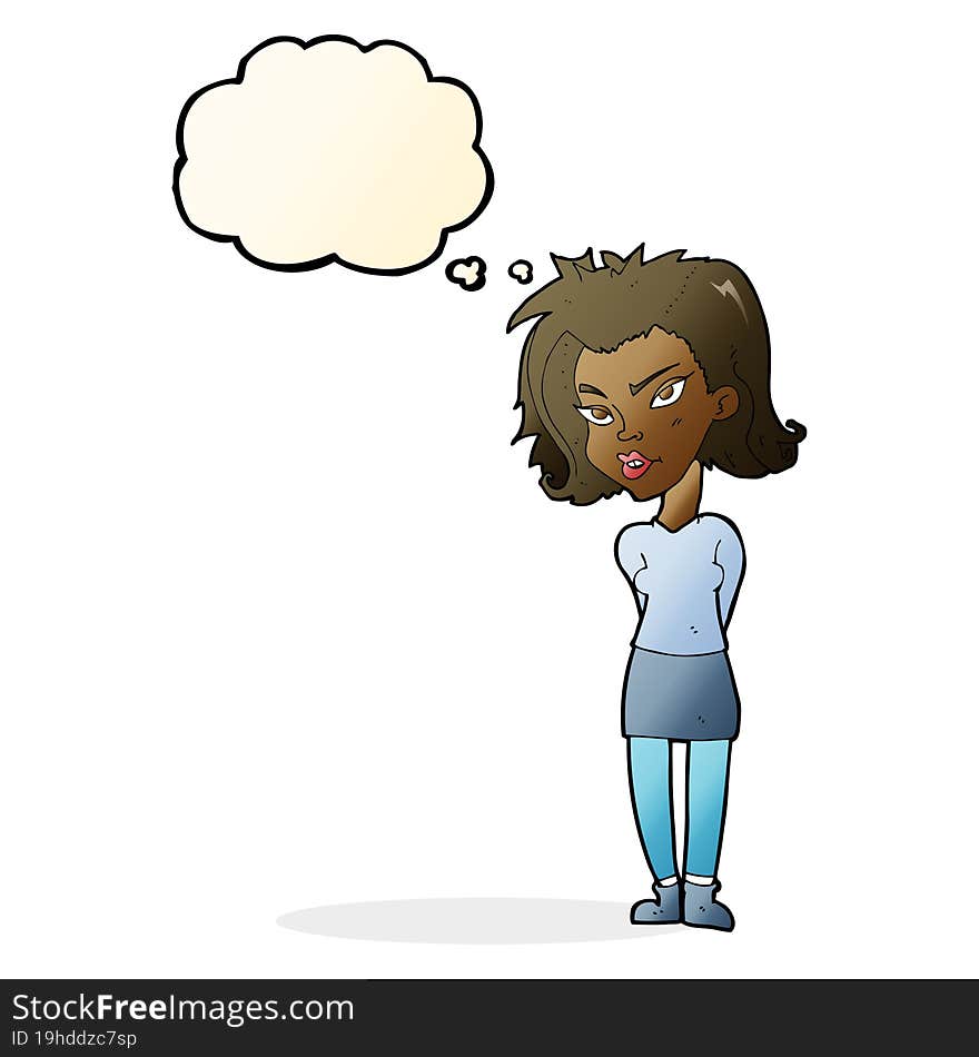 Cartoon Woman With Thought Bubble