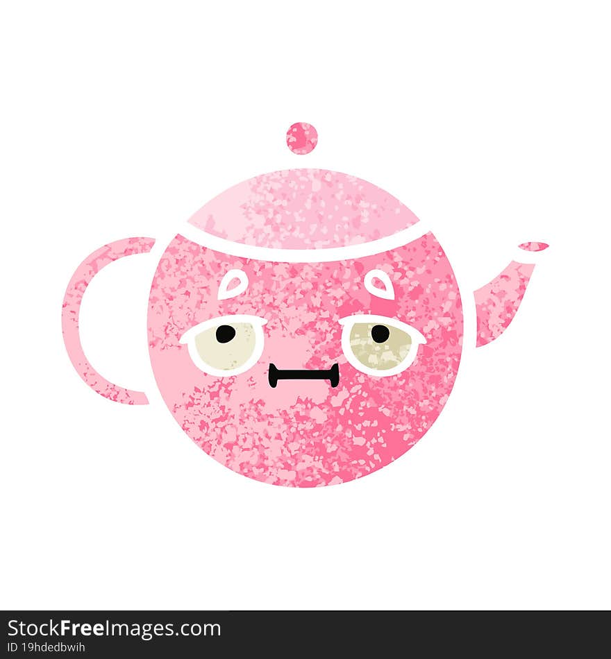 retro illustration style cartoon teapot