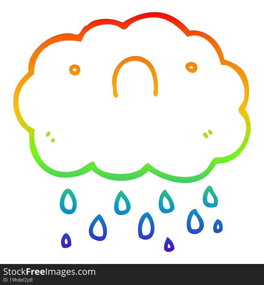 rainbow gradient line drawing cute cartoon cloud