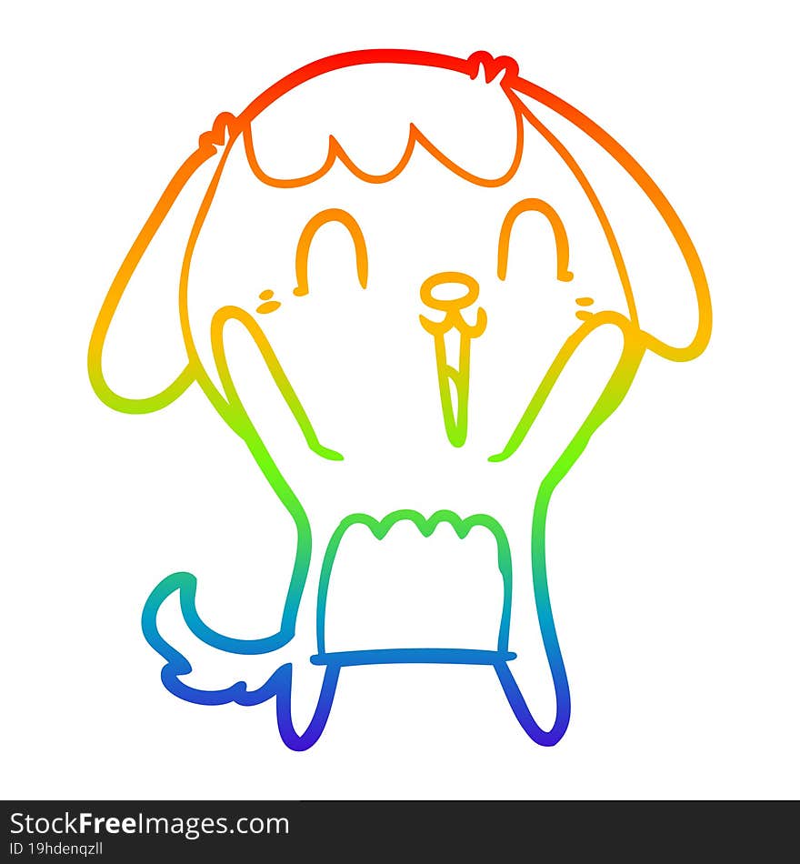 Rainbow Gradient Line Drawing Cute Cartoon Dog Crying