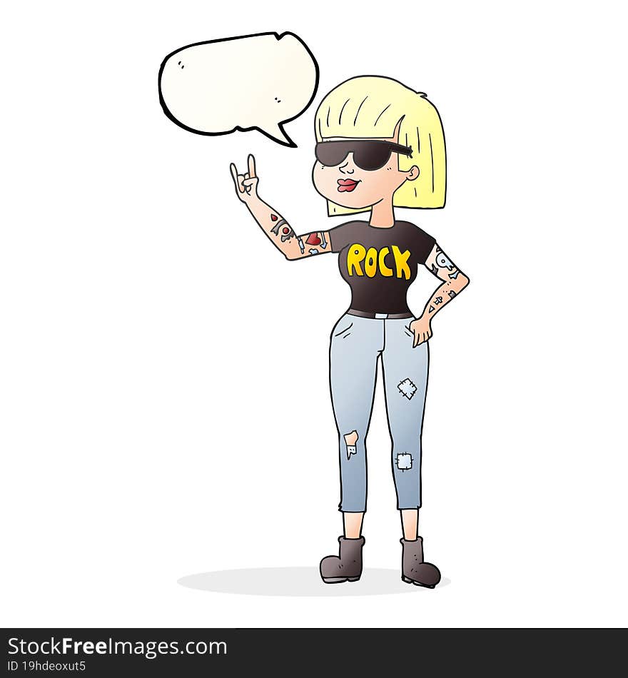 freehand drawn speech bubble cartoon rock woman