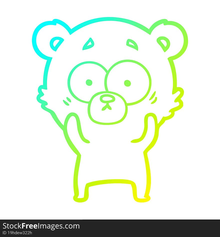 cold gradient line drawing surprised polar bear cartoon