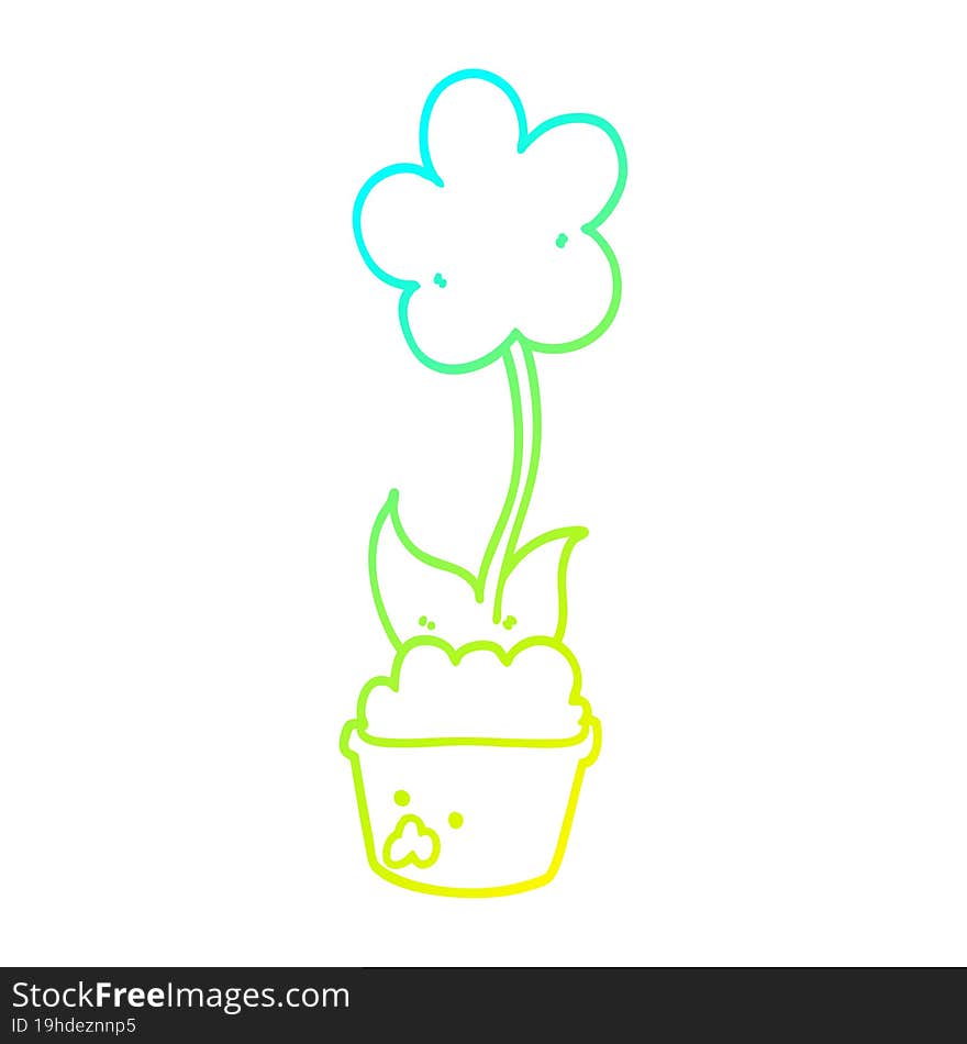 cold gradient line drawing cute cartoon flower