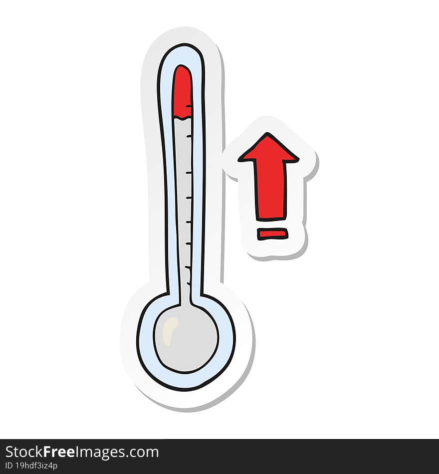 sticker of a cartoon rising temperature