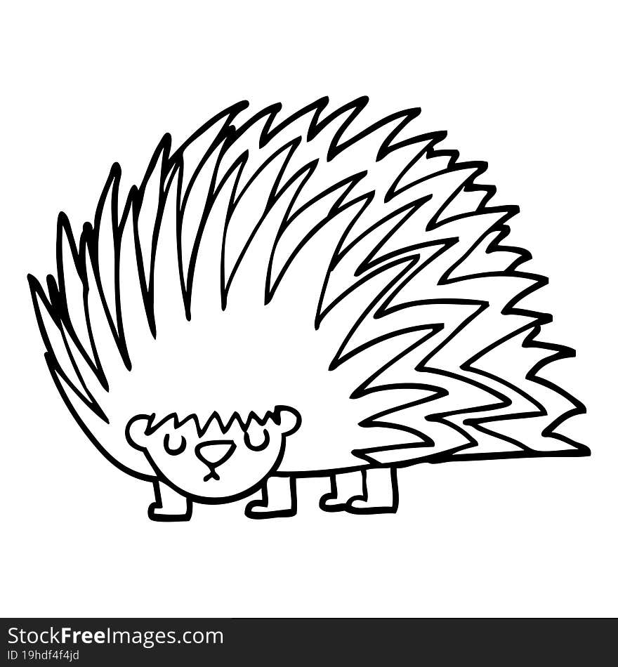 line drawing cartoon spiky hedgehog