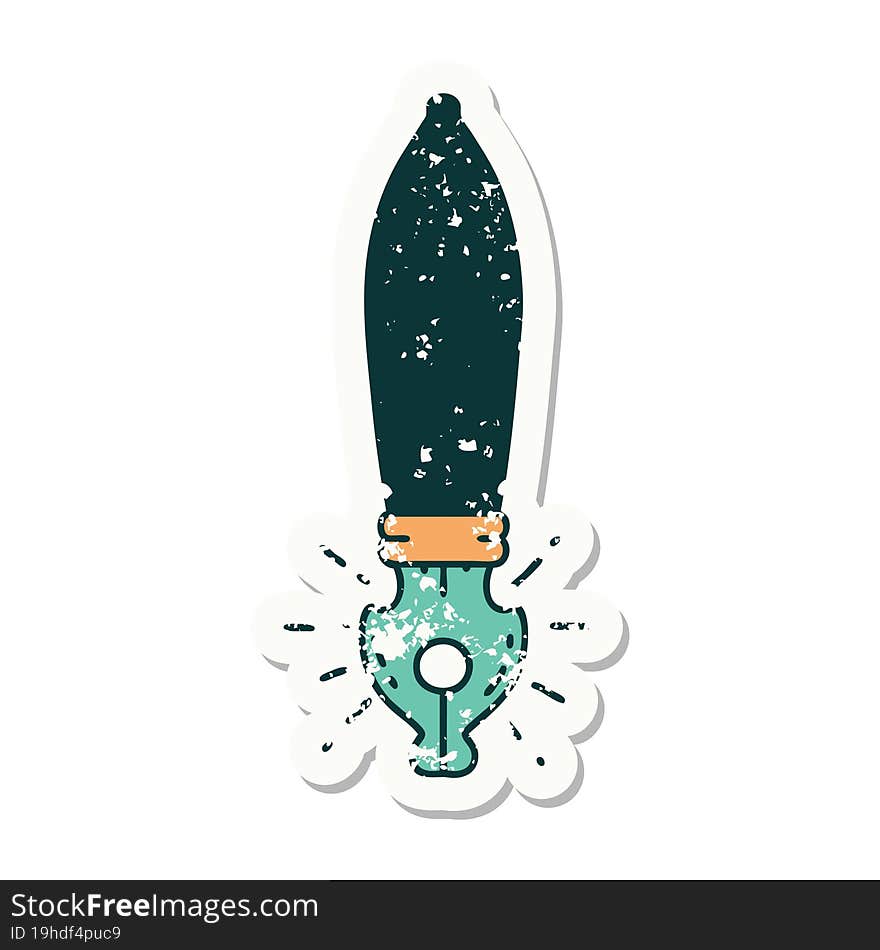 grunge sticker of tattoo style fountain pen