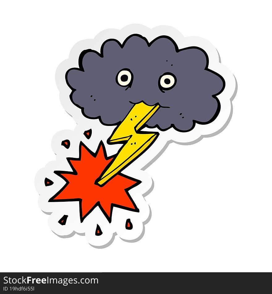 Sticker Of A Cartoon Storm Cloud