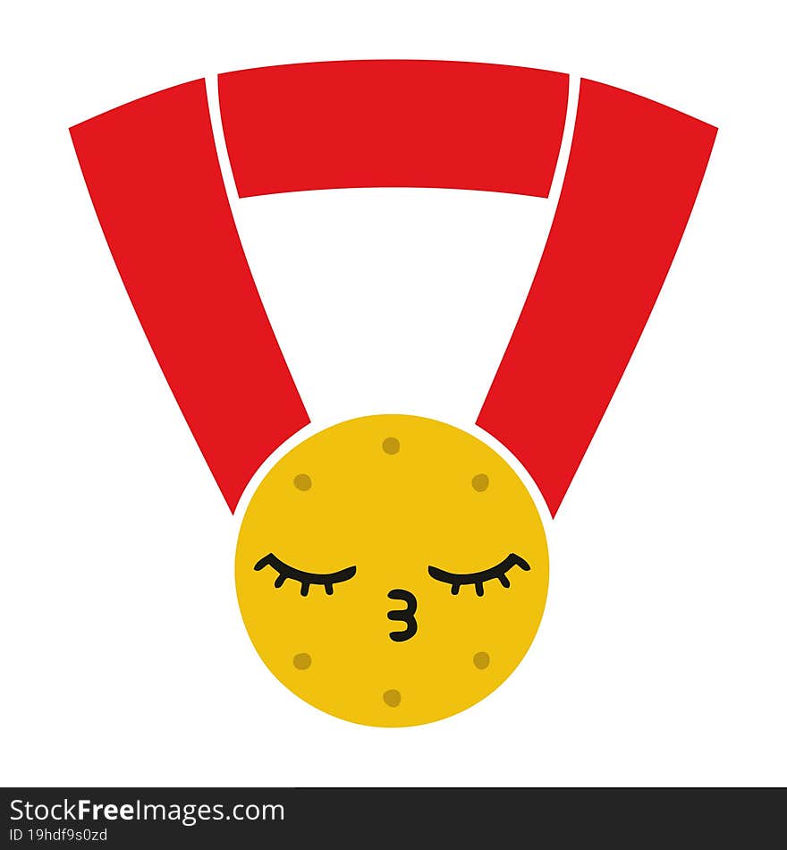 flat color retro cartoon of a gold medal