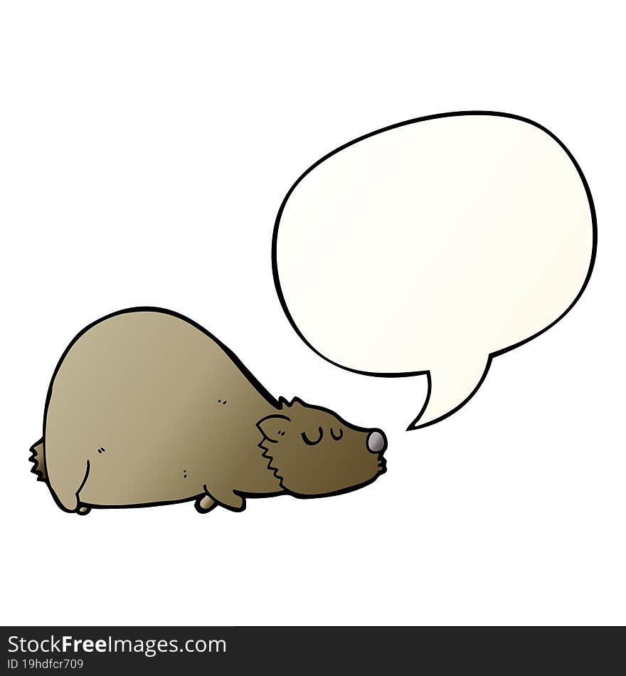 cartoon bear and speech bubble in smooth gradient style