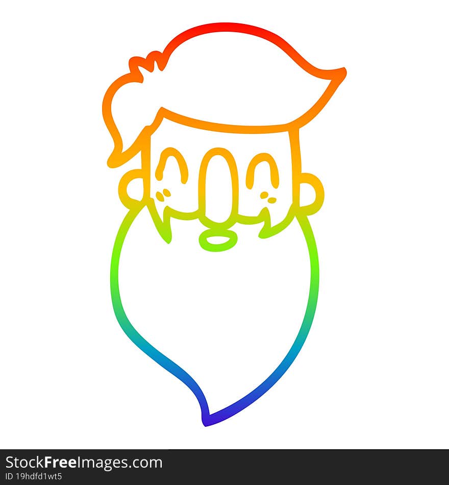 rainbow gradient line drawing of a cartoon bearded man