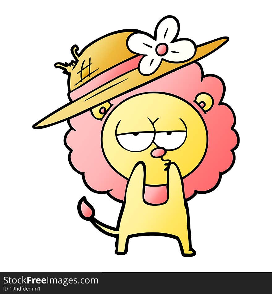 cartoon lion wearing hat. cartoon lion wearing hat