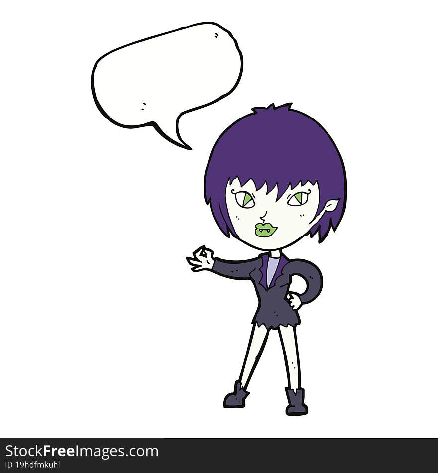 cartoon vampire girl with speech bubble