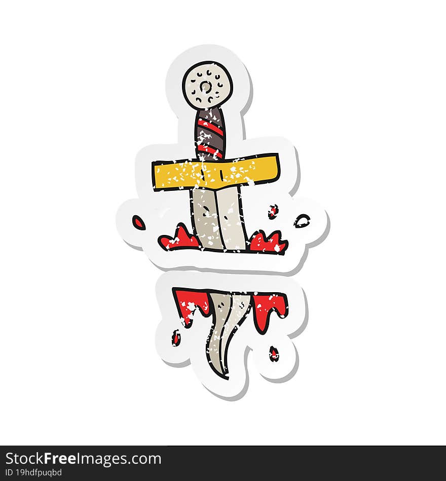 retro distressed sticker of a cartoon dagger tattoo