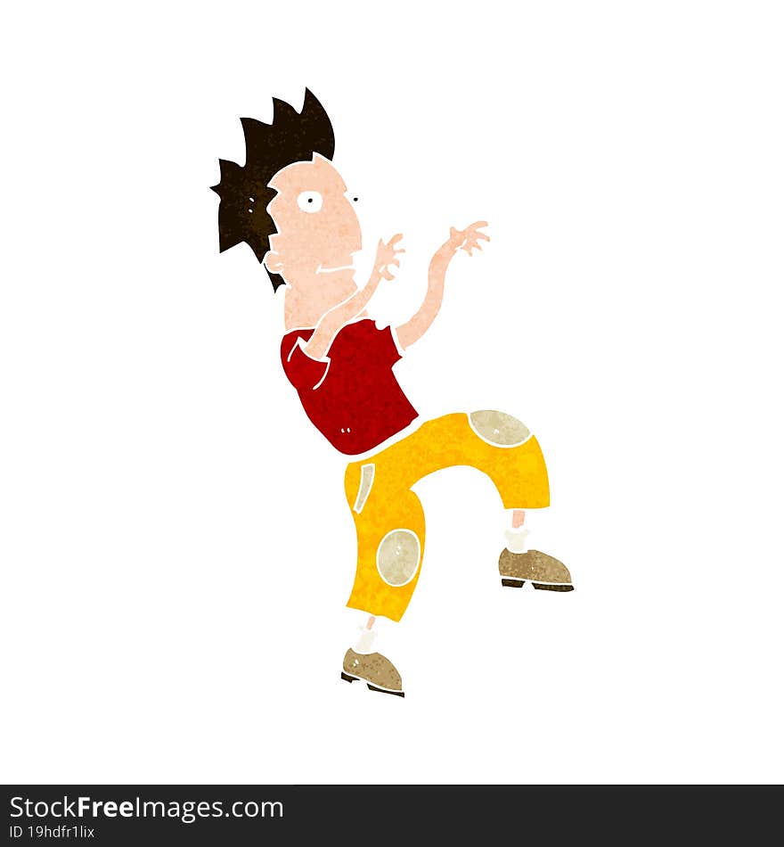 cartoon happy man doing funny dance