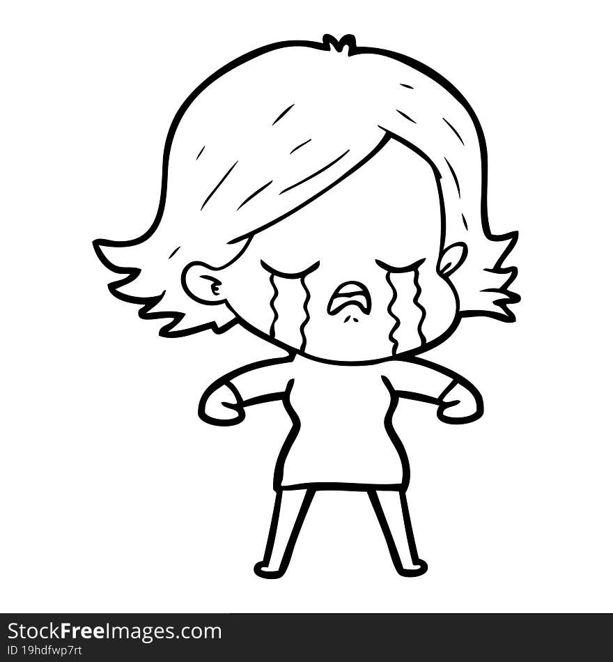 cartoon girl crying. cartoon girl crying