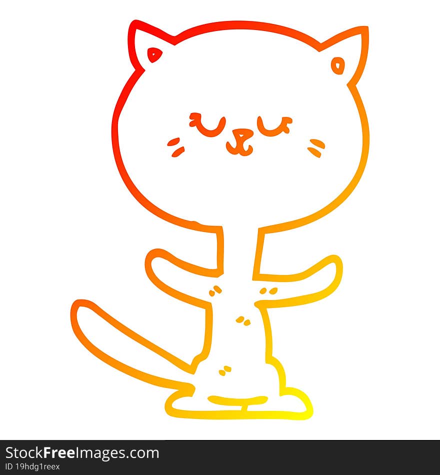 warm gradient line drawing cartoon dancing cat