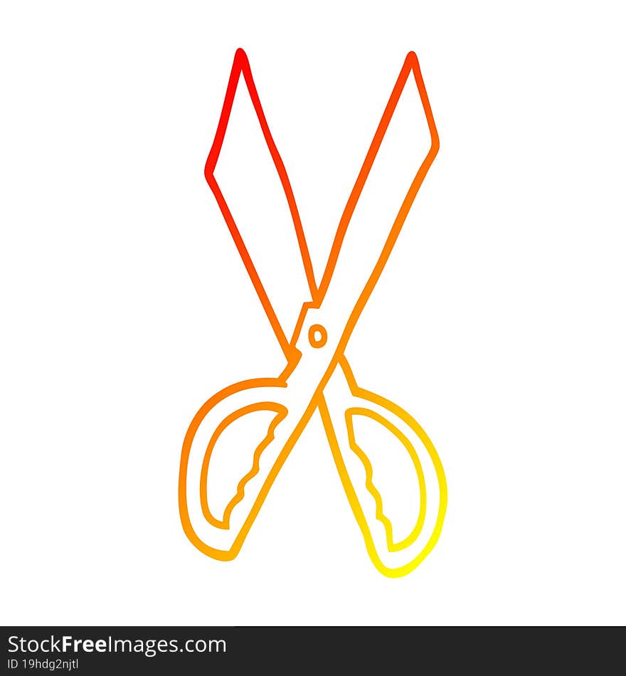 warm gradient line drawing cartoon sewing scissors