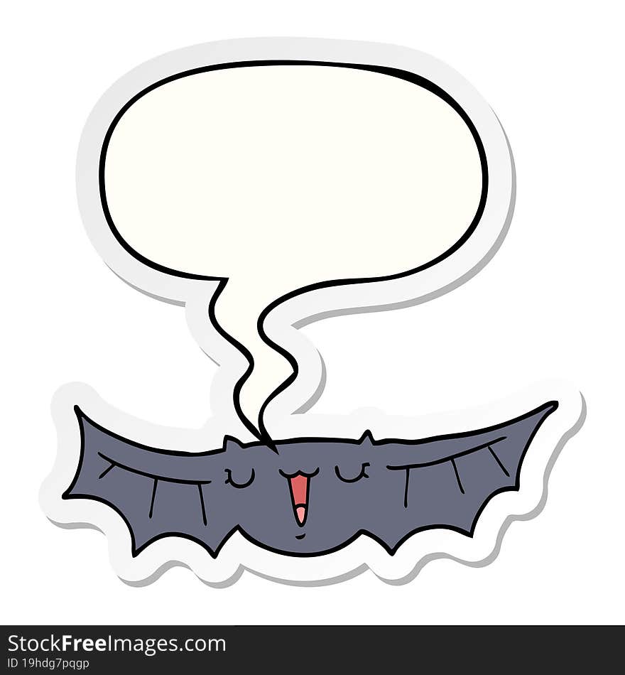 cartoon bat and speech bubble sticker