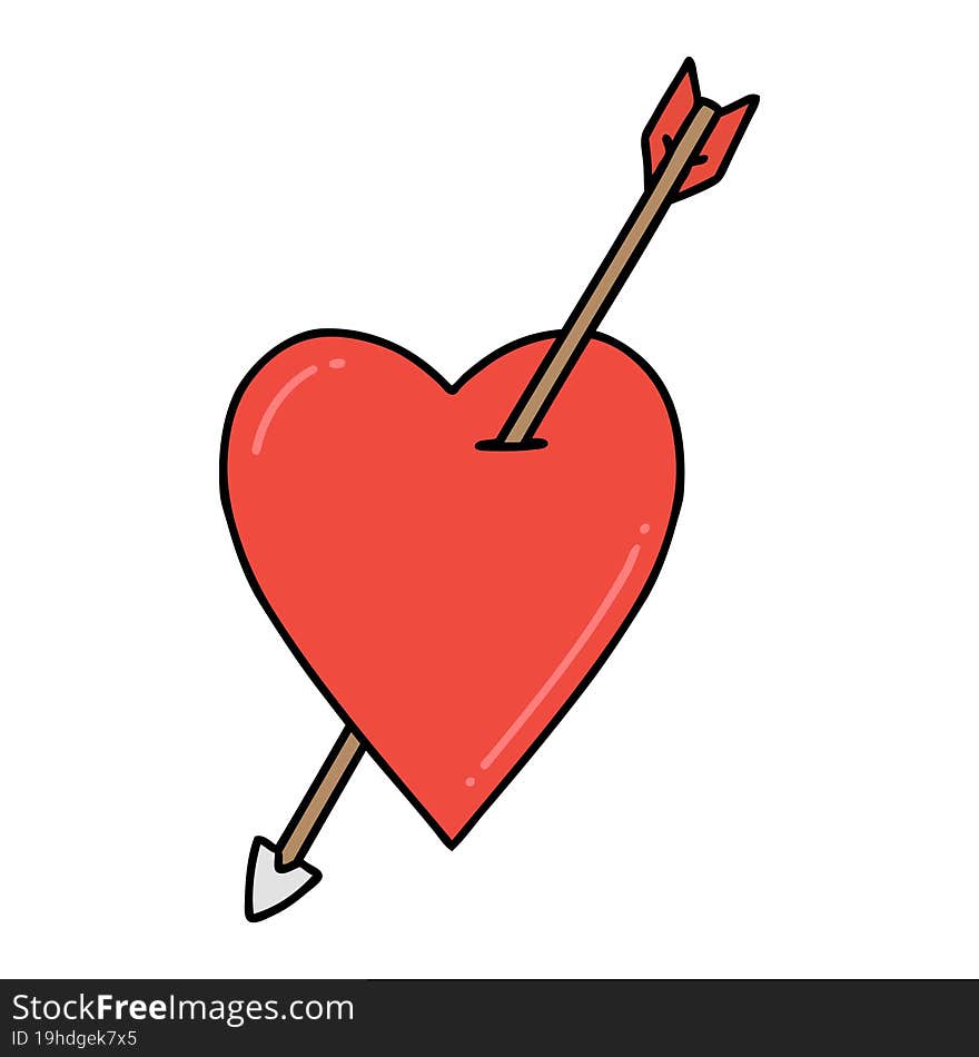 tattoo in traditional style of an arrow and heart. tattoo in traditional style of an arrow and heart