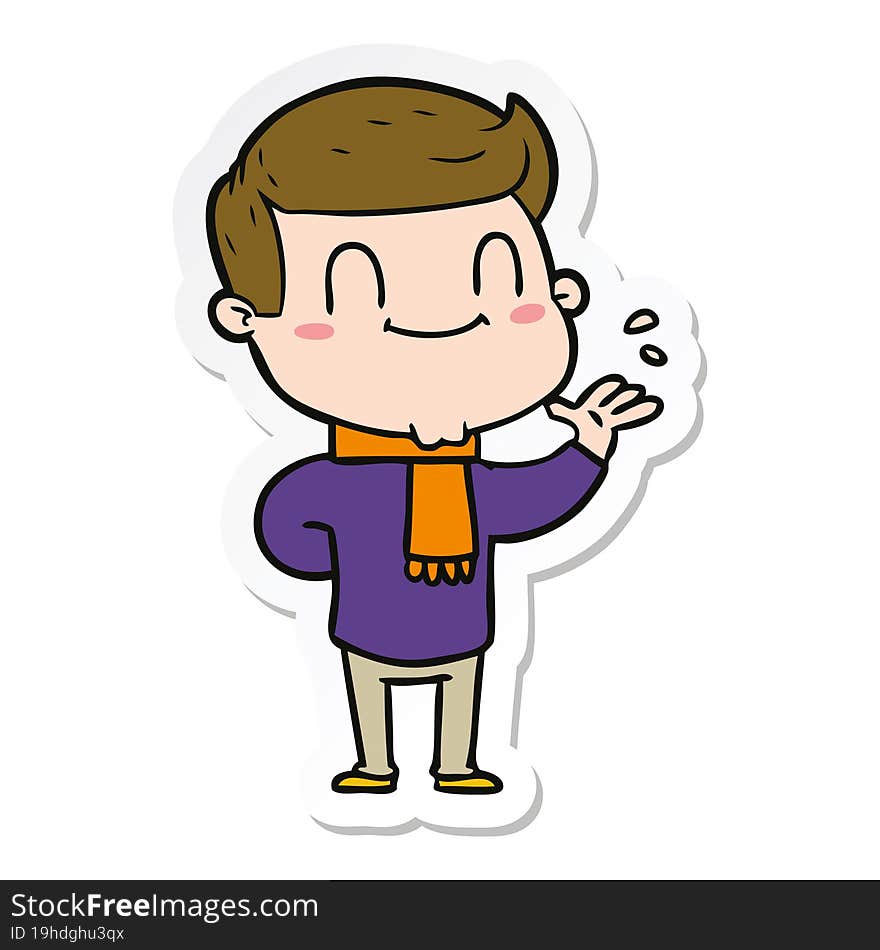 Sticker Of A Cartoon Friendly Man