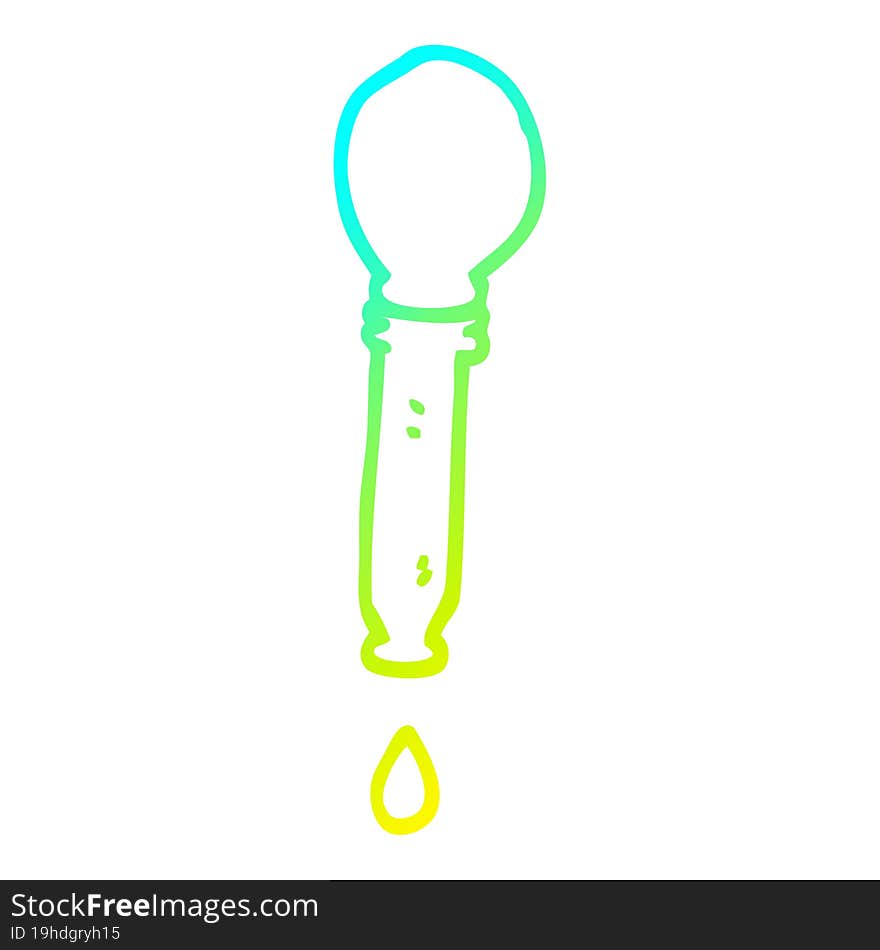 cold gradient line drawing of a cartoon dripping pipette