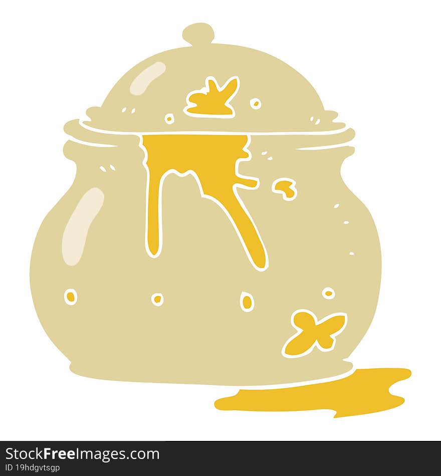 flat color illustration of messy mustard pot. flat color illustration of messy mustard pot