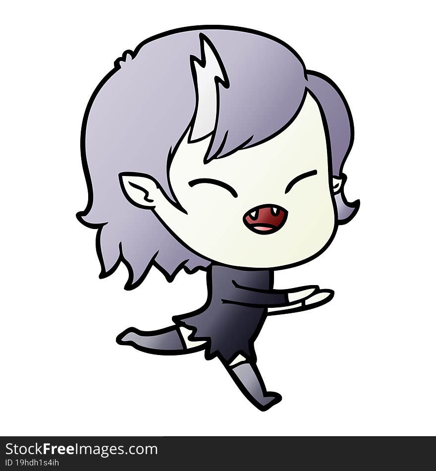 cartoon laughing vampire girl running. cartoon laughing vampire girl running