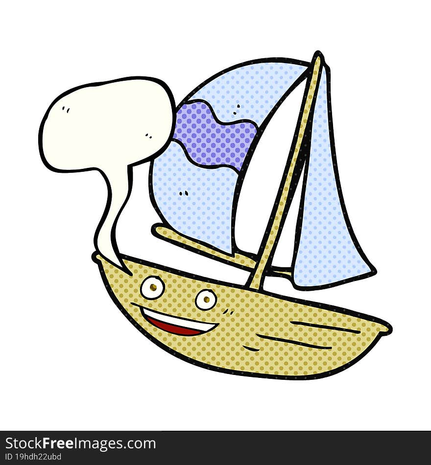 Comic Book Speech Bubble Cartoon Sail Ship