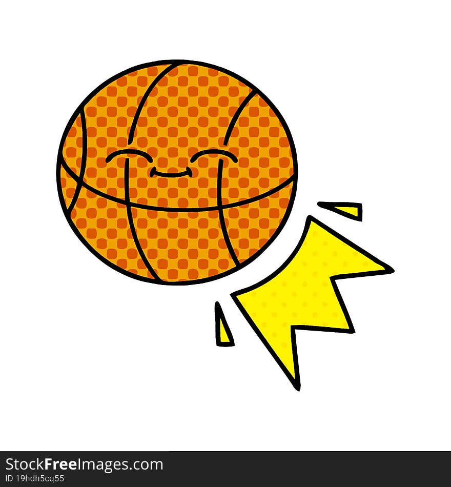 comic book style cartoon of a basketball