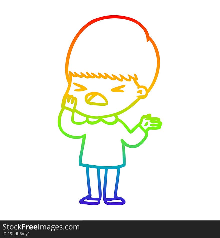 rainbow gradient line drawing cartoon stressed man