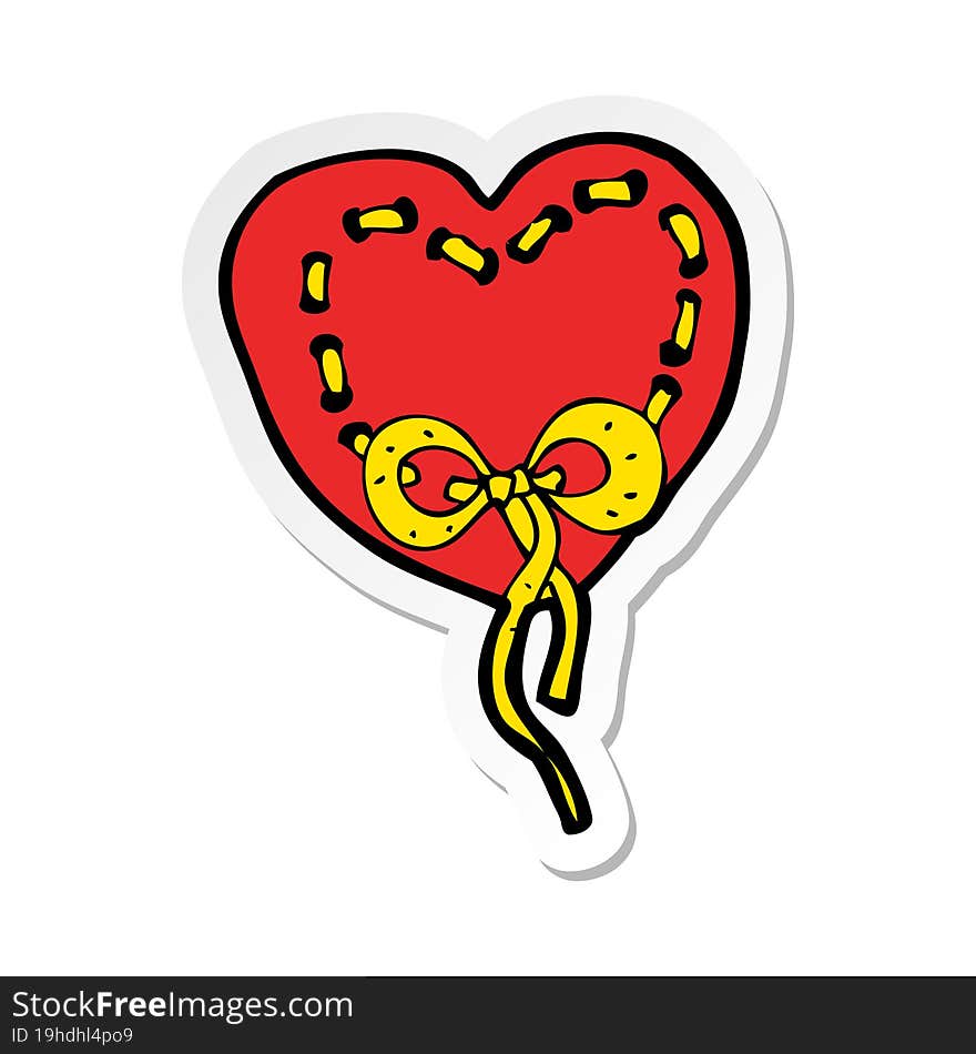 sticker of a stitched heart cartoon