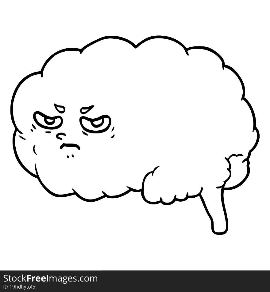 cartoon angry brain. cartoon angry brain